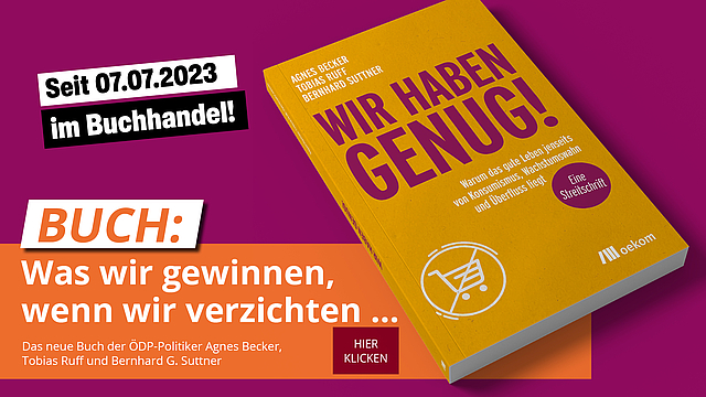Buch "Wir haben genug!" von Agnes Becker, Tobias Ruff und Bernhard G. Suttner (Oekom Verlag)