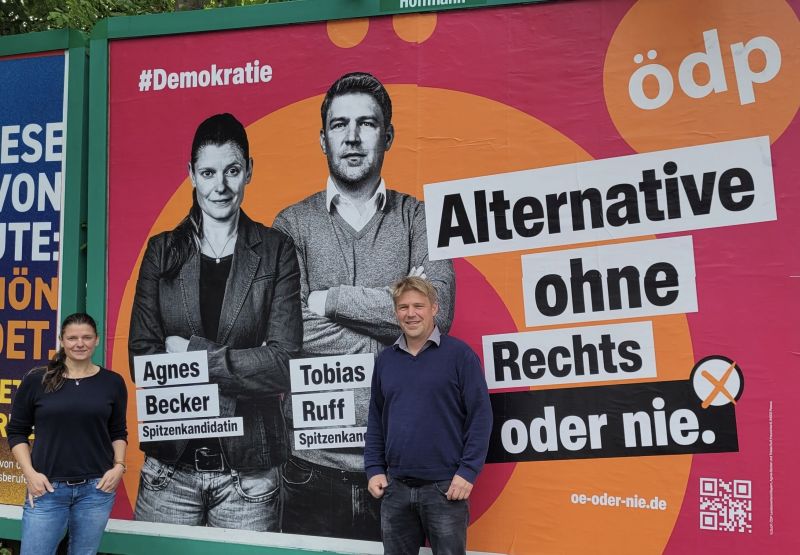 ÖDP-Landesvorsitzenden Agnes Becker und Tobias Ruff